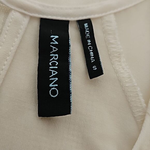 Marciano Women's Puff Sleeves With Elastic Waistband Size Small Off White - Picture 16 of 16